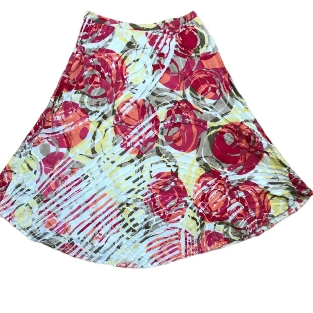 Chico’s Gorgeous Colorful Full Circle Skirt Lined 100% Cotton Size Small (4-6)